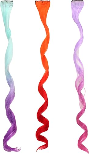 Sophia's Juego de 3 extensiones de cabello con clip para muñecas de 18 pulgadas, color aguamarina, naranja, lavanda