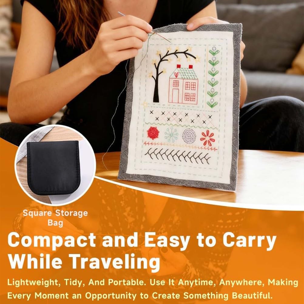 Libro De Bordado para Principiantes, Kit Practica Costura, Kit De Libro De Bordado DIY, Libro De Bordado Y Kit De Costura PortáTil, con Tutorial Y 106 Patrones