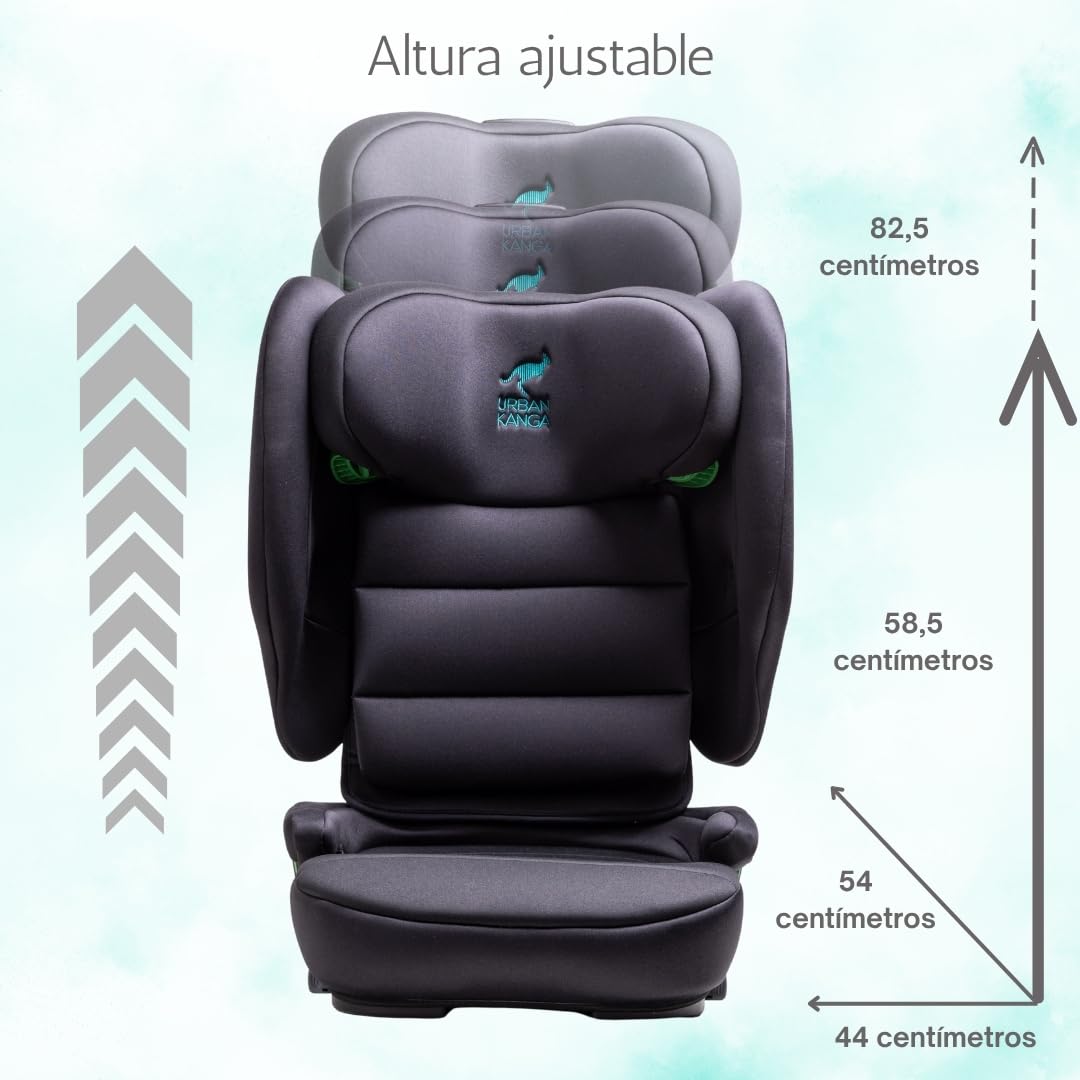 Urban Kanga Wallaroo Up Silla Coche Plegable ISOFIX 100-150 cm | i-Size R129, ligera 5 kg y protección lateral