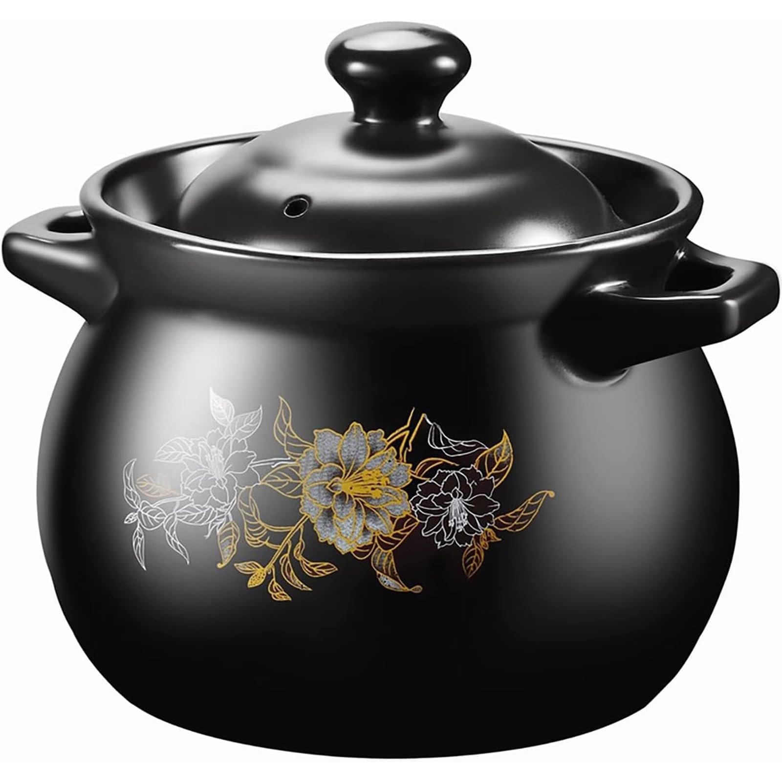MYUYEE Soup Pot Ceramic Black Casserole Clay Pot With Lid, Clay Pot For Cooking Heat-Resistant Casserole Dish With Lid, Earthen Pot Cookware Stew Pot Stockpot For Cooking H(6L)