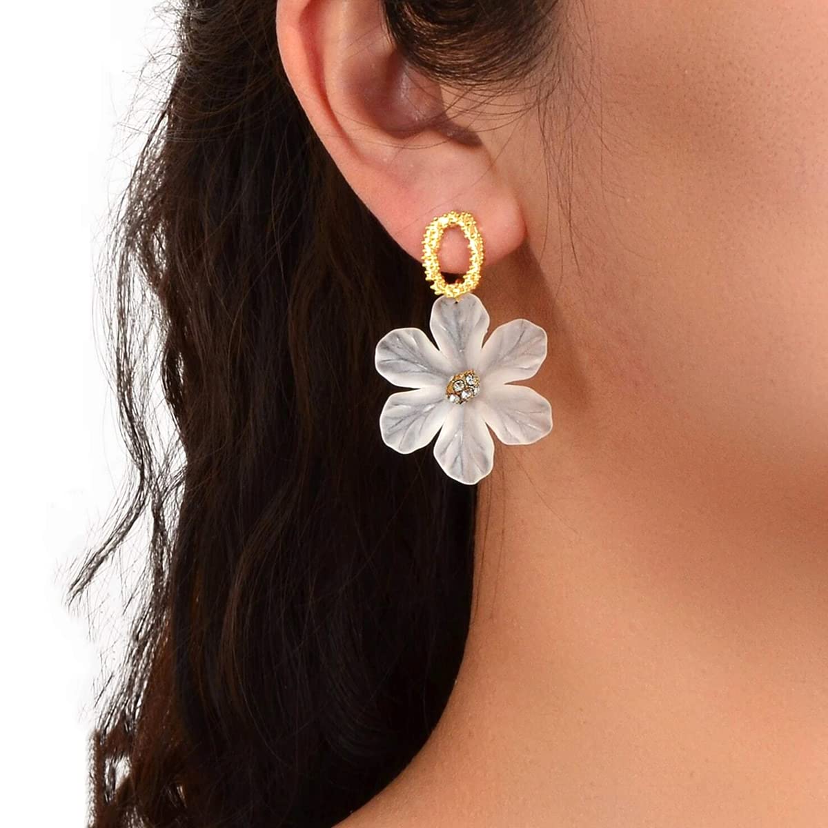 Gold Flower Drop Earrings for Women - Birthday Anniversary Gift