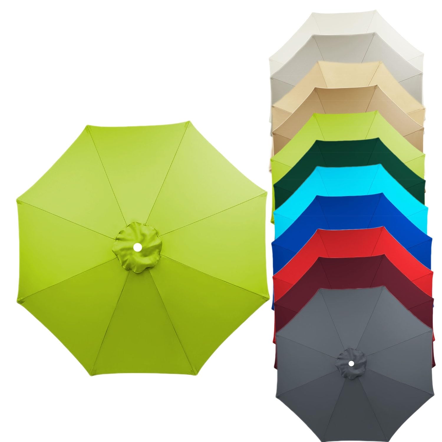 Patio umbrella Replacement Canopy Sun Umbrella Replacement Cloth 6 Arms/8 Arms Garden Parasol Replacement Fabric 2.7M/2.7M/3.0M Replacement Parasol Cover, Market Table Umbrella Canopy Fade Resistant (