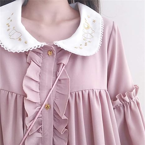Amazon Co Jp Porin 量産型 服 ワンピース 長袖 ロリータ ファッション コスプレ 乙女 系 夢展望 アンクルージュ メンヘラ 服 ロリィタ 丸襟 可愛い ピンク フリル レース 中学生 高校生 クリスマス ハロウィン ホビー