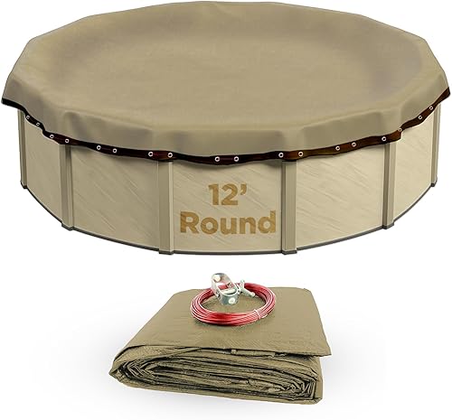 Vista 45 de Buffalo Blizzard Deluxe Cubierta de invierno redonda de 24 pies Cubierta resistente azul/negra de alta calidad para cerrar piscinas sobre el suelo