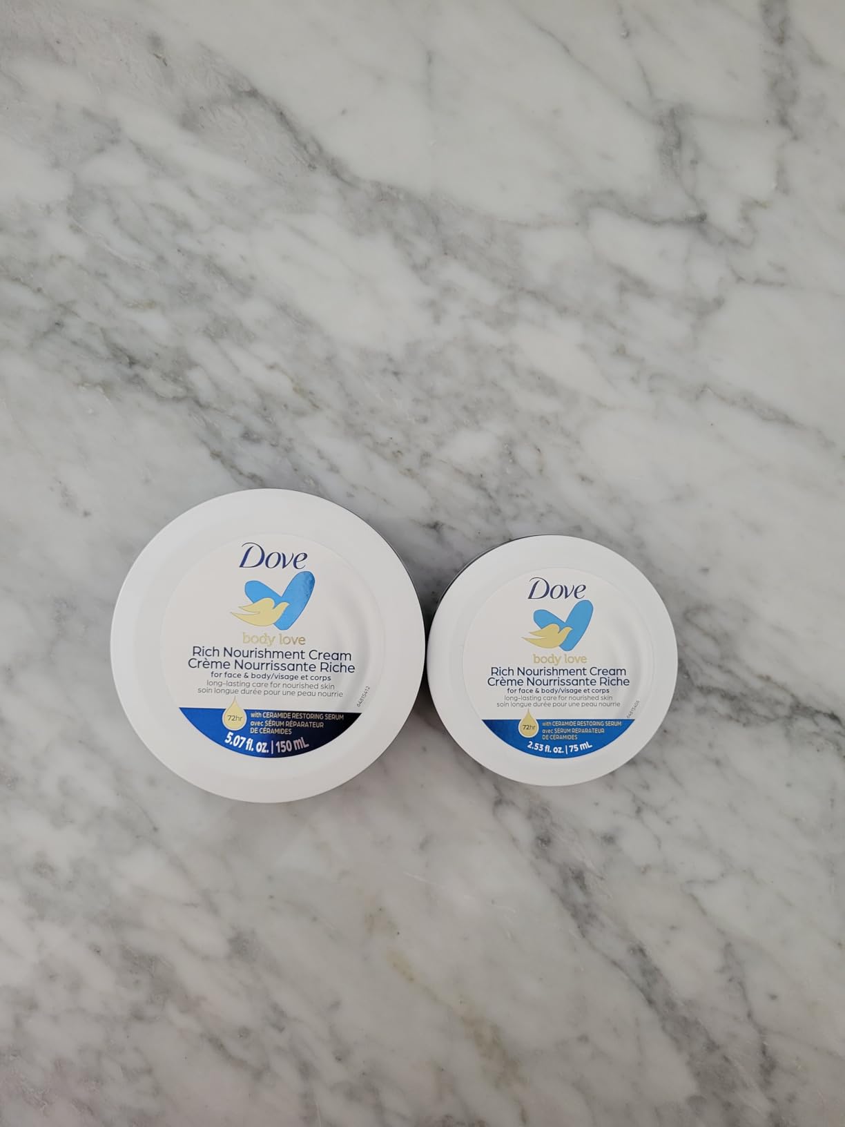 UNILEVER INTL Dove Nourishing Body Care, Face, Hand, and Body Rich Nourishment Cream for Extra Dry Skin with 48-Hour Moisturization, 4-Pack, 2.53 Oz Each Jar