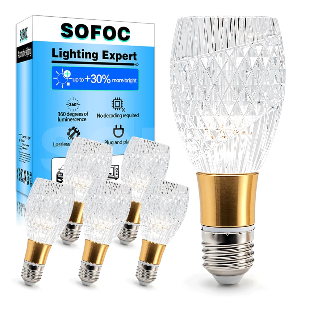 SOFOC LED E27 5W 3CCT Dimmable Cylindre Torsadé Lustre 6Pcs