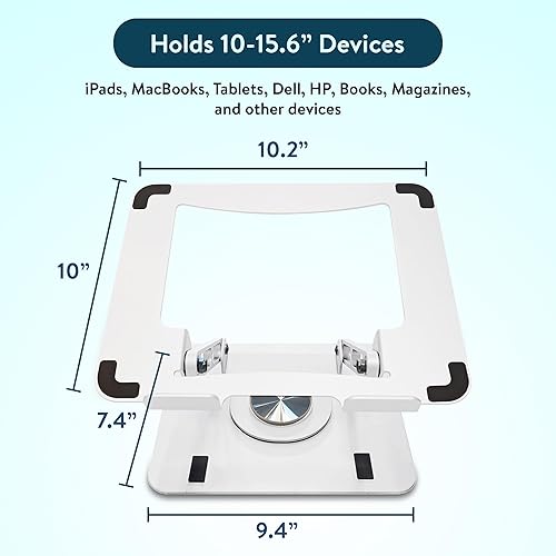 Miniatura 7 de Uncaged Ergonomics Soporte giratorio para computadora portátil para escritorio, soporte ajustable para iPad para escritorio con rotación de 360,