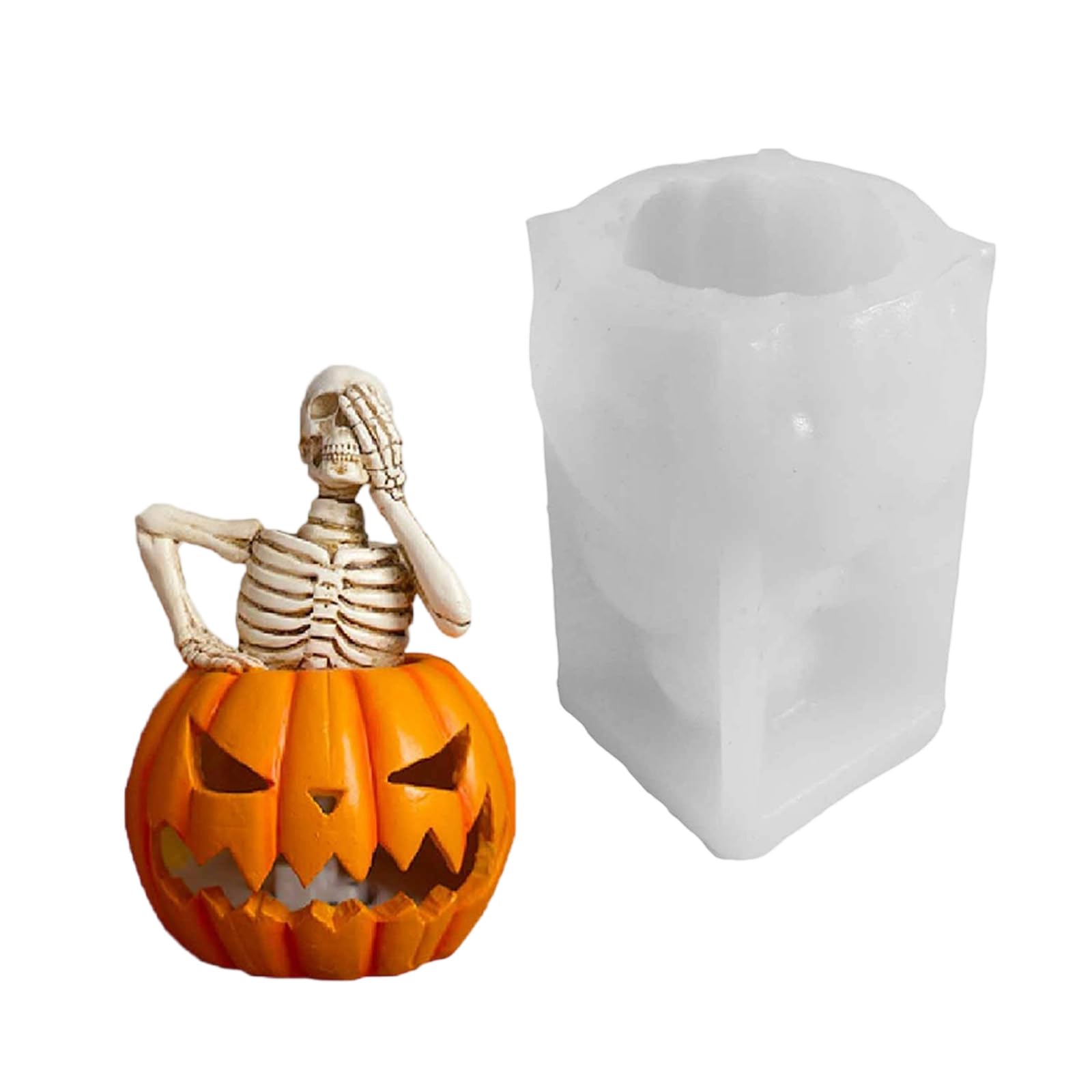 Jazuaiao Scary Skeleton Molds Pumpkins Casting Molds Silicone Plasters Halloween Epoxy Resin Scary