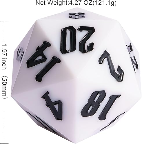 Miniatura 6 de Dados individuales D20 de 2.165 in, dados DND de 20 caras, dados gigantes D20 D20 D&D poliédricos grandes D20 con caja de regalo de dados para