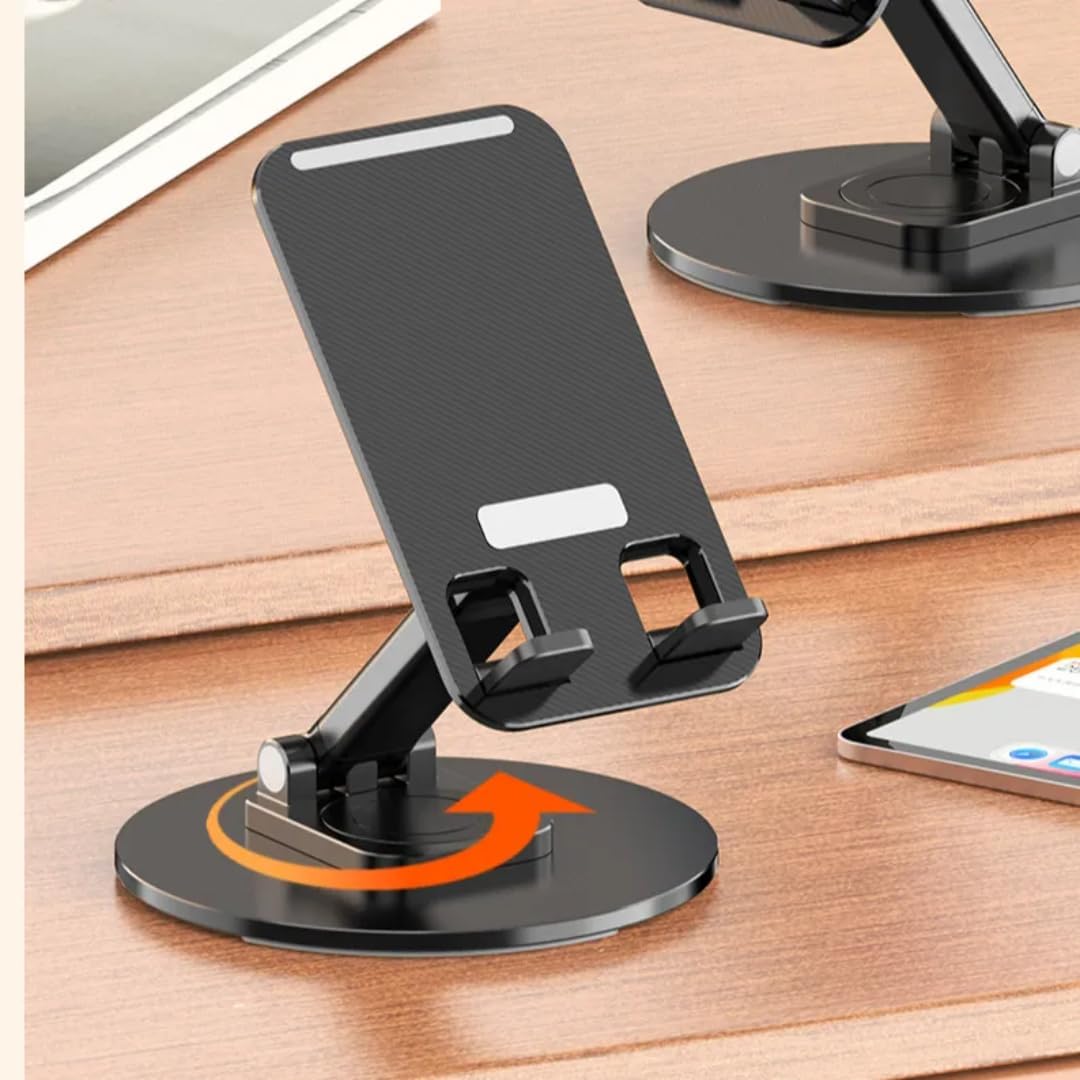 Radiant Supporto universale girevole a 360° con corpo in metallo, supporto da tavolo per telefoni e tablet