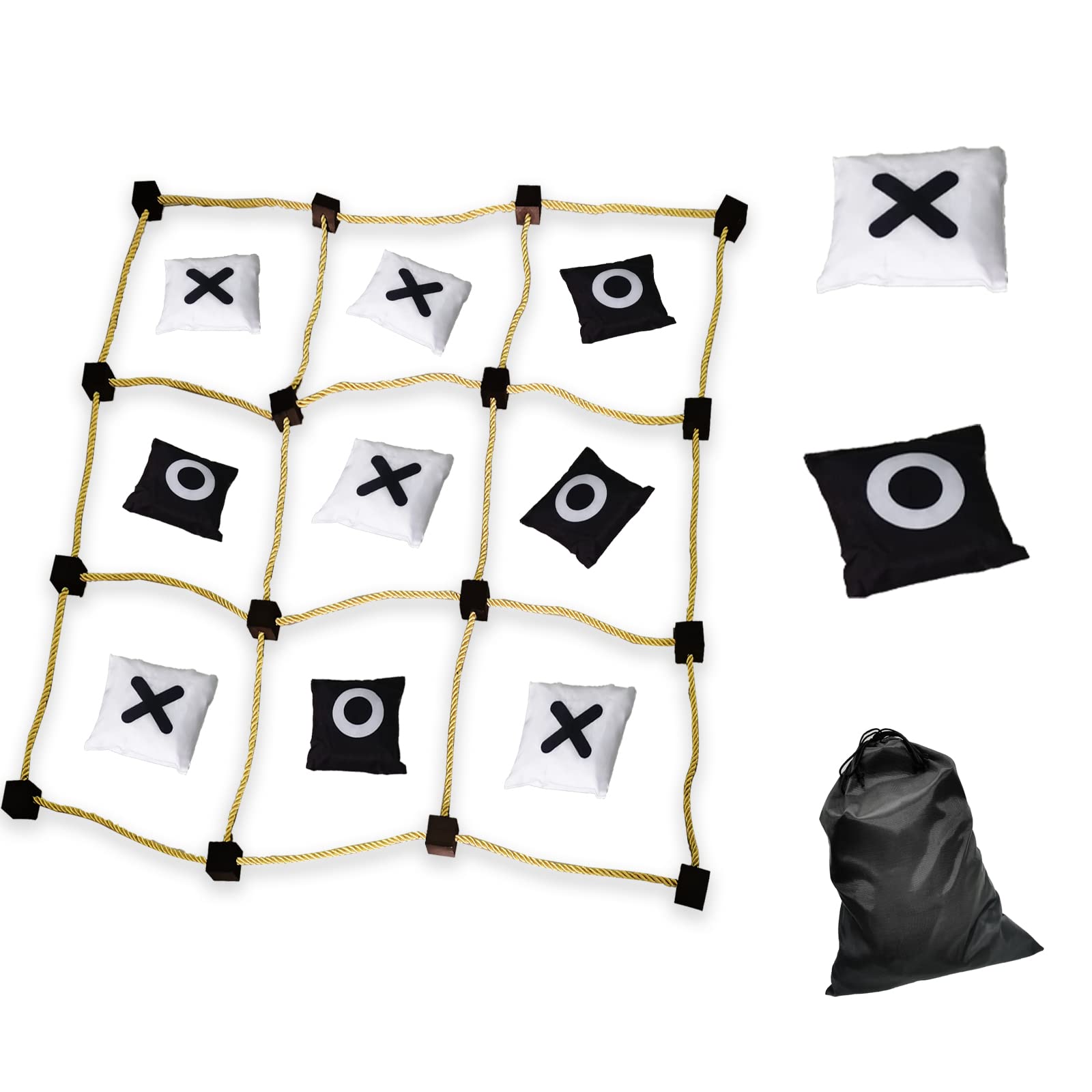 Tic Tac Toe Game （3ft X 3ft）,Tic Tac Toe Bean Bags（Instant Setup, No Assembly）, Outdoor Tic Tac Toe Game for Yard