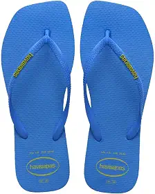 Chinelo Havaianas Slim Square Logo Pop-up Feminino - Cor Azul Brilhante