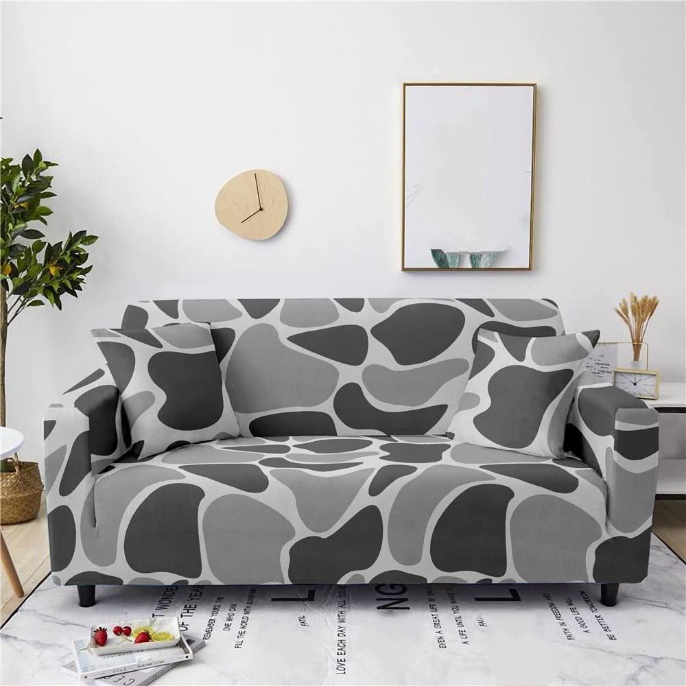 XYFCJK Sofa Protector Slipcover with 2 Pillowcase - Vibrant Camouflage Printed Universal Easy-Fit Sofa Couch Cover, All Year Home Decor Soft Living Room Loveseat,Grey,1 Seater 90,140Cm