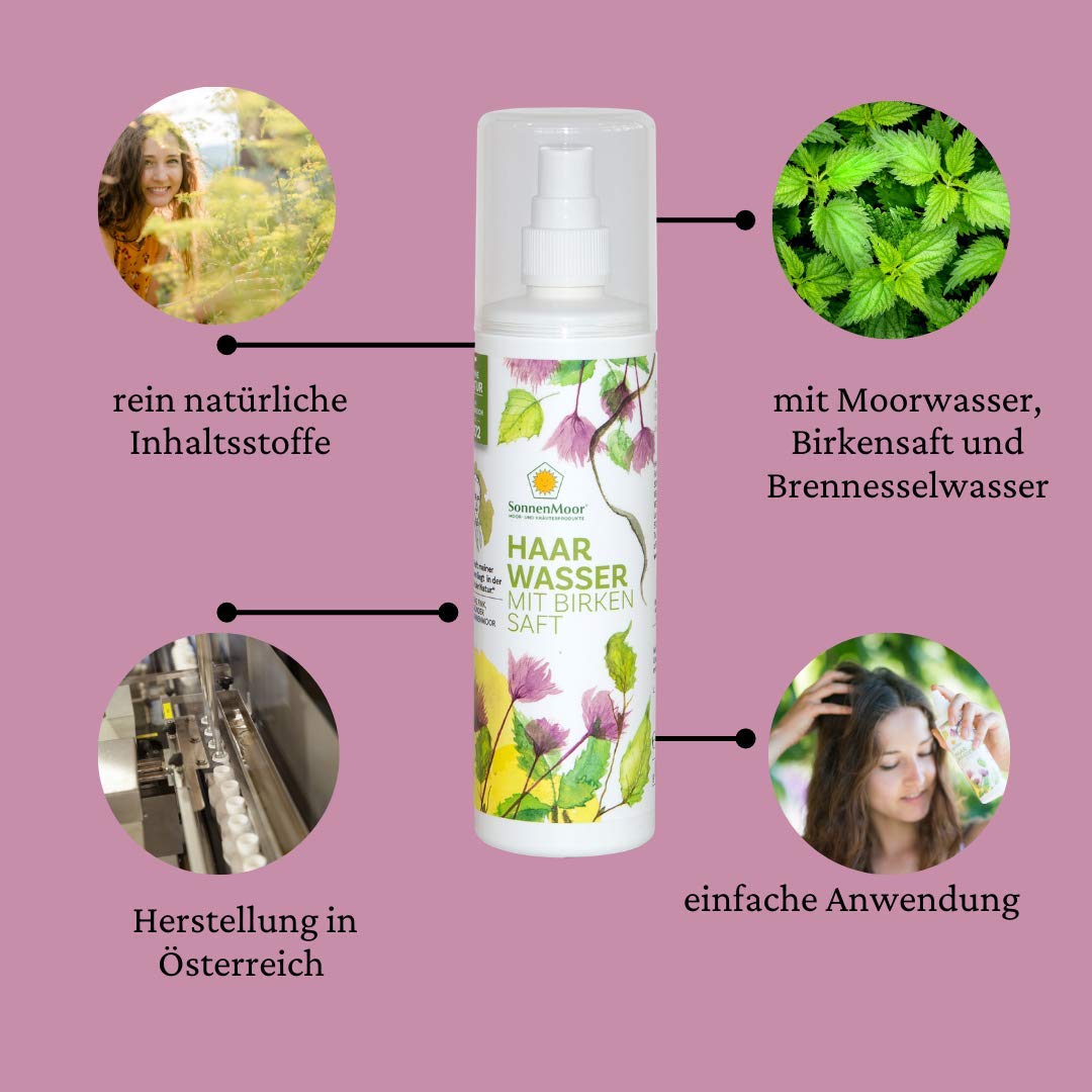 Natürliches Haarwasser 200 ml mit Birkensaft vom österreichischen Familienbetrieb SonnenMoor