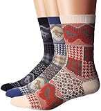 Flora&Fred Men's 3 Pair Pack Vintage Style Cotton Crew Socks