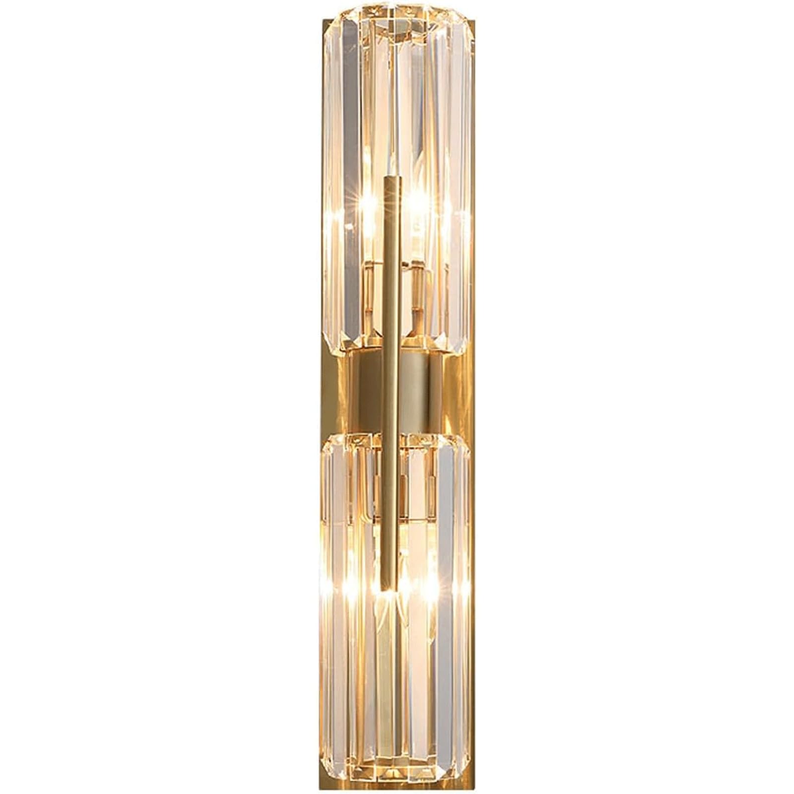 Lámpara de pared de cristal y metal dorado vintage de 2 luces para pasillo 60x12cm