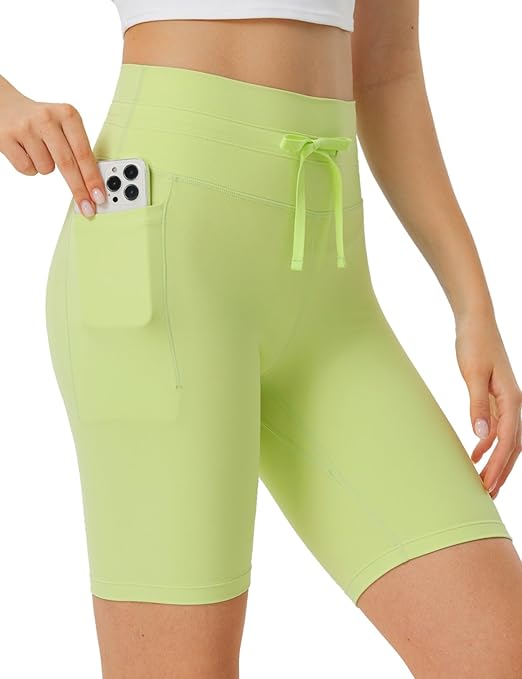 baleaf Women 8" Biker Shorts with Pockets, High Waisted Workout Short Tummy Control Yoga Gym Spandex Running Volleyball