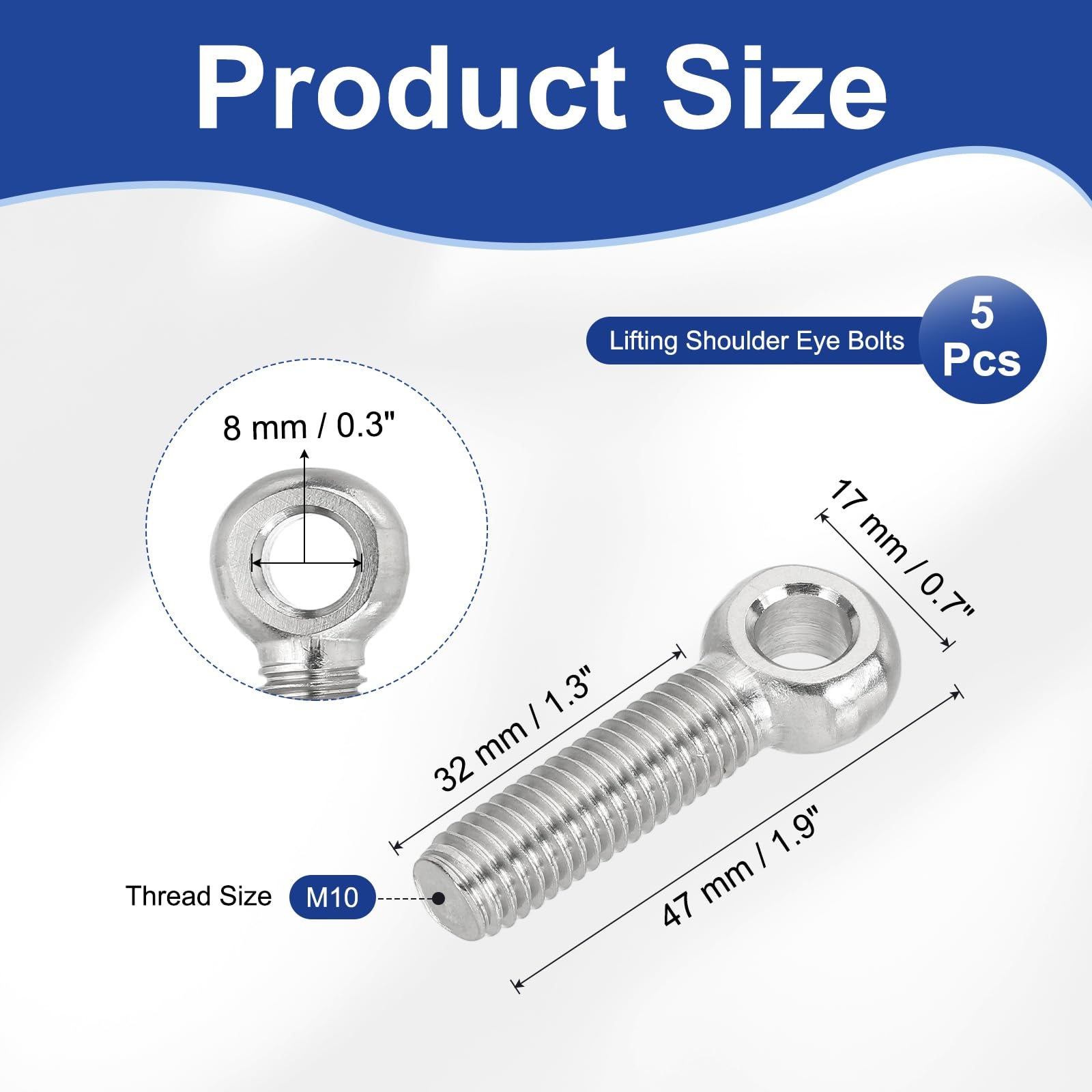 PATIKIL M10x47mm Lifting Shoulder Eye Bolts - Image 2