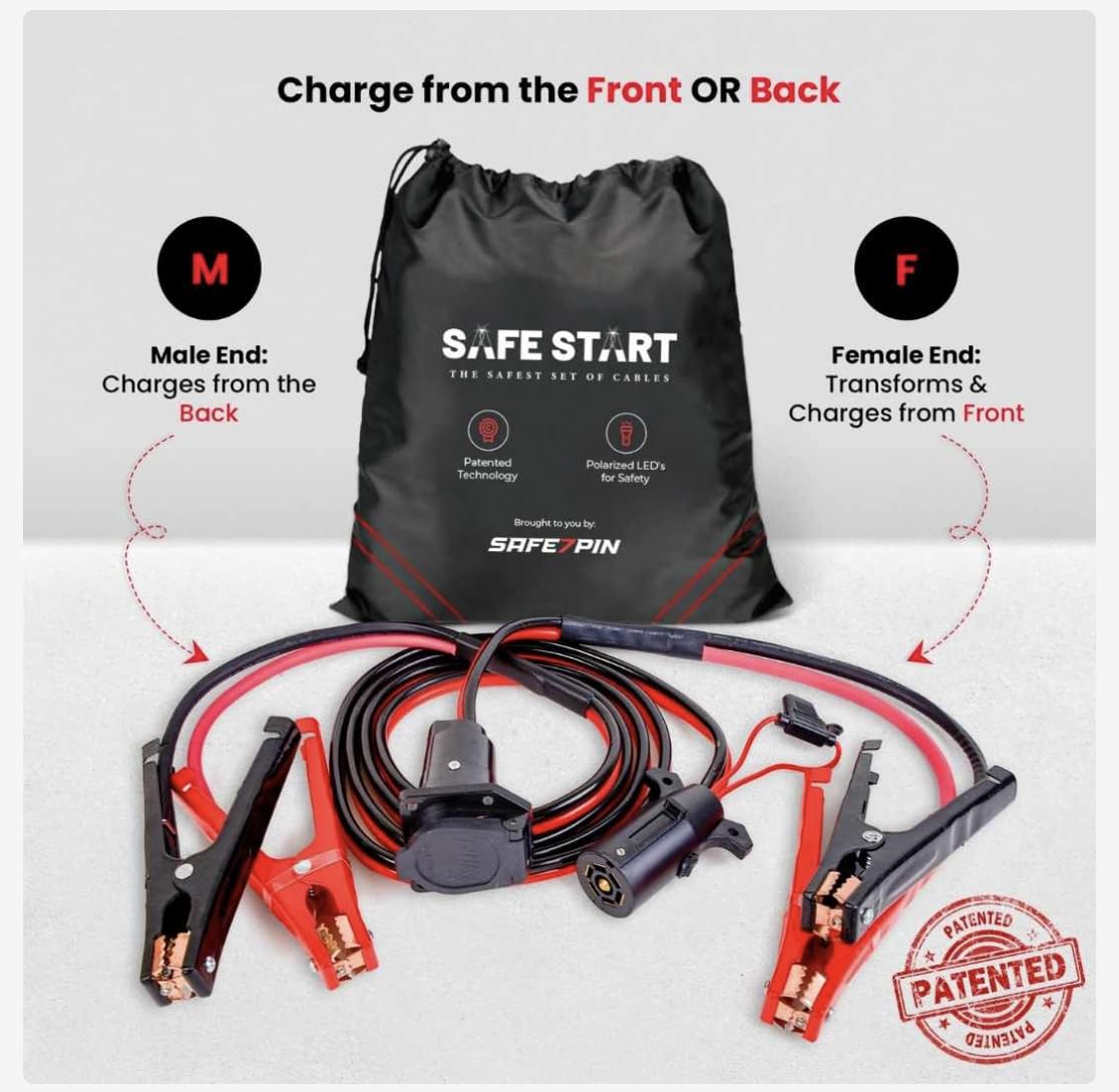 Safe Start Cavo di avviamento | Cavi di avviamento per camion, SUV, auto di salvataggio auto | Connessione rapida, luci integrate, portatile, prioritaria alla sicurezza | Filo calibro 6, 3,5 m.