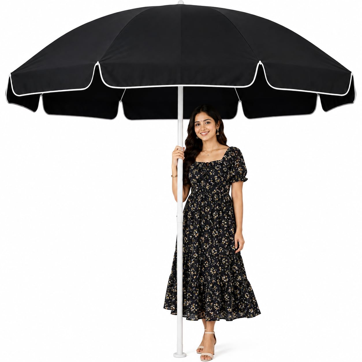 Outdoor Umbrella Garden Umbrella 7FT Terrace Shade Restaurant Use Garden Umbrella Outdoor Shade Picnic Use Home Garden Use Cafe Use (Black)-image-38