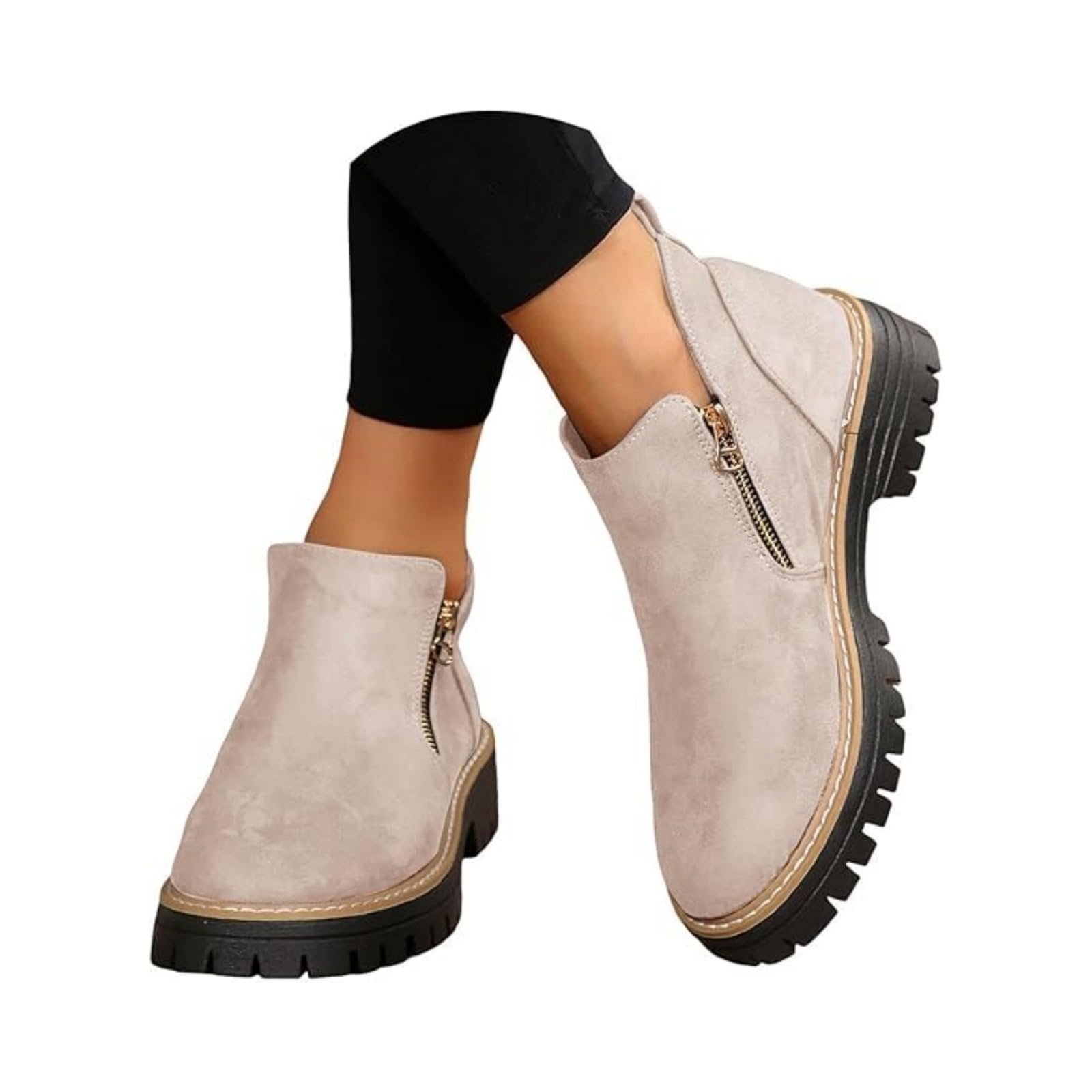 Boots For Women Ankle Booties Low Heel Vintage Retro Short Booties Dressy Chunky Block Heel Platform Walking Shoes