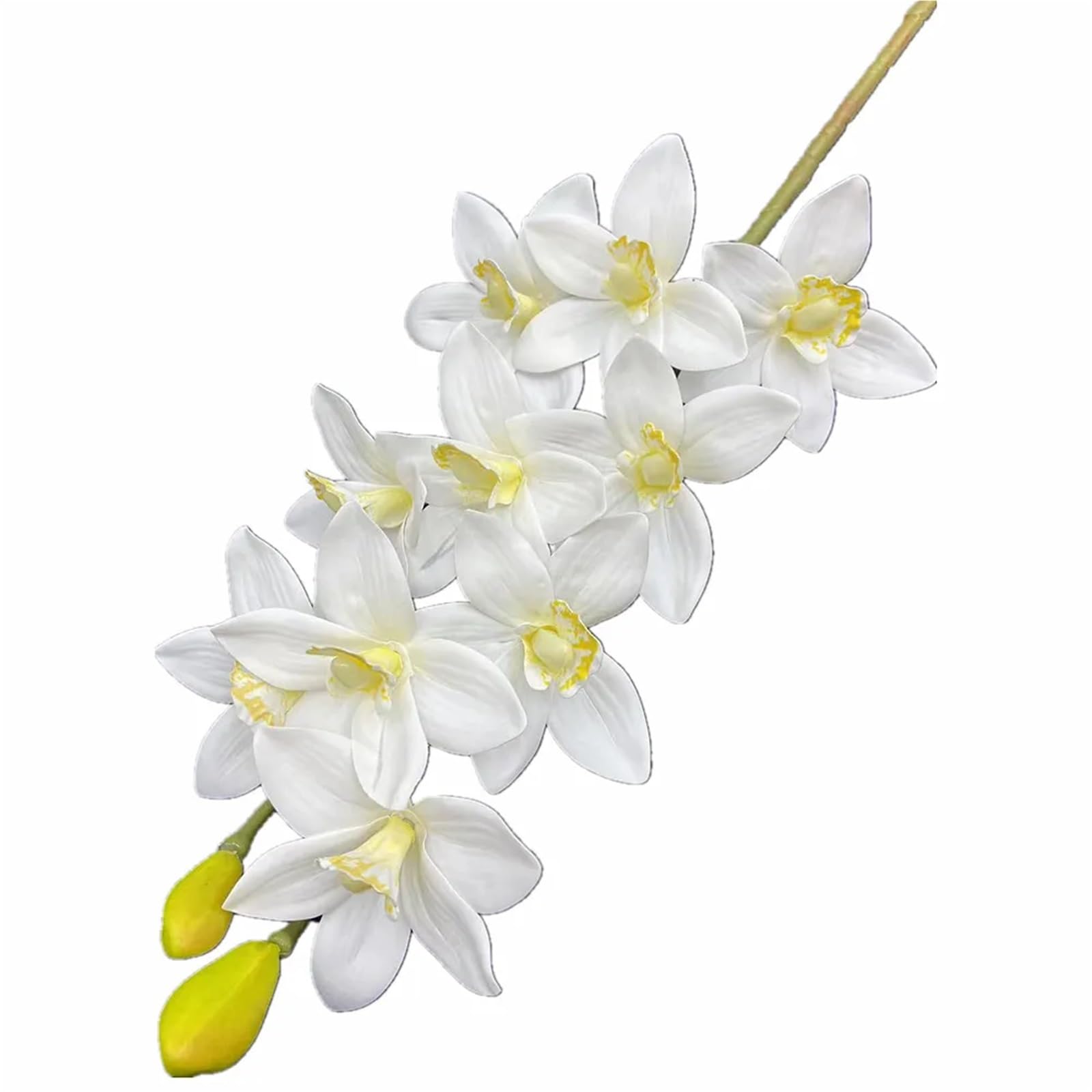 LuoAXINN Artificial Flower Branches 4pcs Artificial Cymbidium Hookerianum 10 Heads Simulated Vanda Phalaenopsis(Color10)