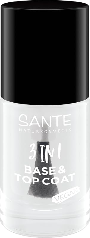 Sublimez vos ongles avec le Vernis à Ongles 3 en 1 Base & Top Coat de Sante Naturkosmetik. Ce produit multifonctionnel v