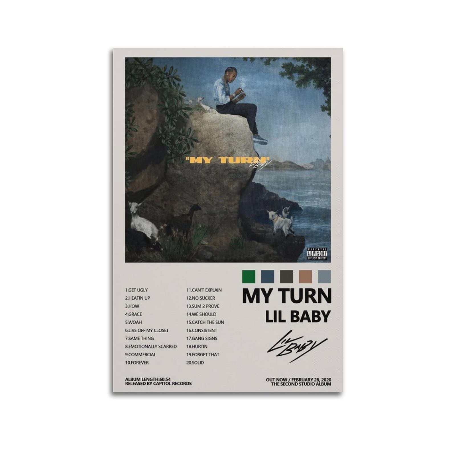 Lil Baby My Turn Album Poster for Bedroom Aesthetic Canvas Wall Art Living Room Posters Painting Picture Print Modern Family Decor 12x18inch(30x45cm) Unframe-style