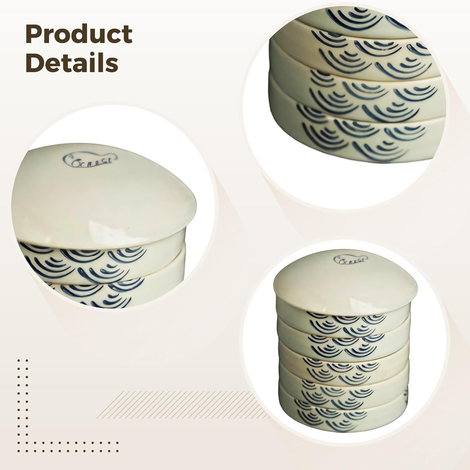 Elegant 5-Dish Ceramic Watercolor Mixing Tray with Lid, Traditional Chinese Style, Palette for Ink and Watercolor Painting, Great Gift for Artists