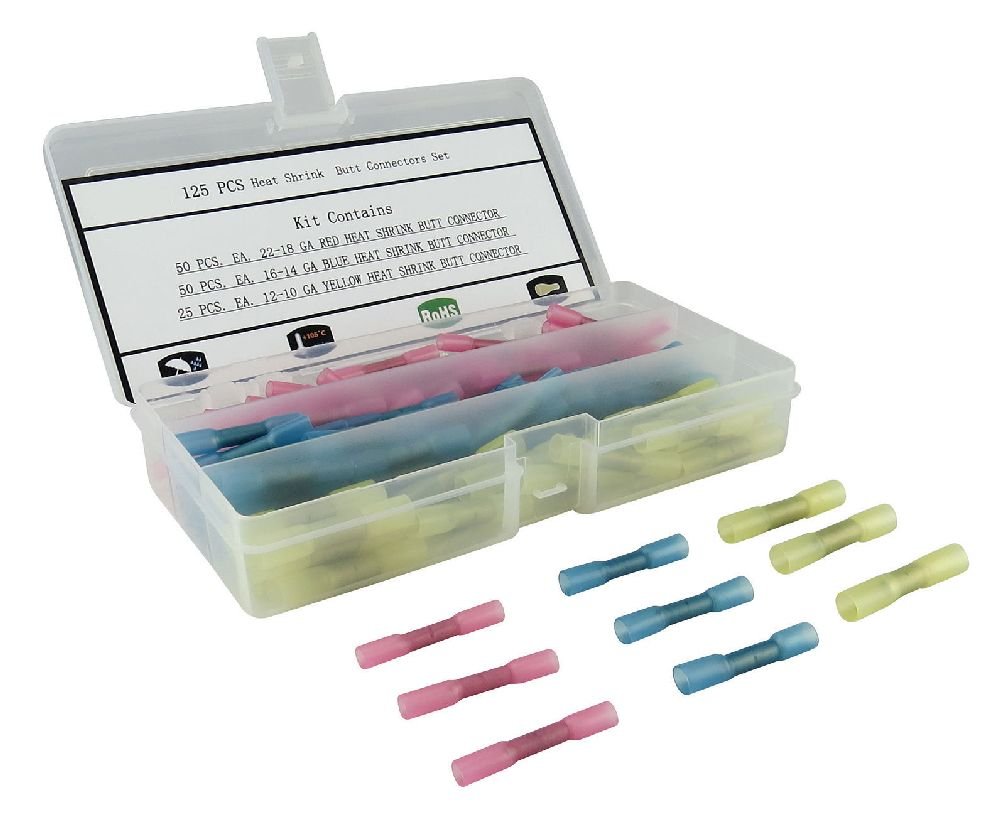 125Pcs Wire Connectors Heat Shrink Crimp Connector Kit Waterproof