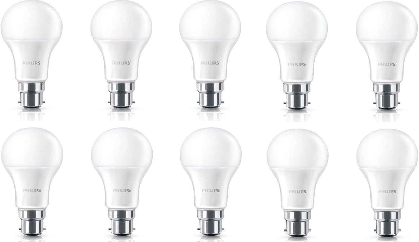 PHILIPS Base B22 12-Watt LED Bulb (Warm White,Pack of 10)