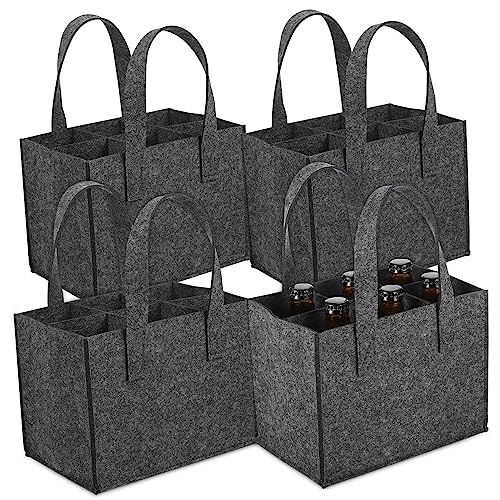 BELLIFFY 4 Pièces Sacs à vin Sacs fourre-Tout en Feutre Sacoche Duffle Bag Porte-vin à vin en Feutre Porte-Boisson à Main Bouteille fourre-Tout à bière Grey