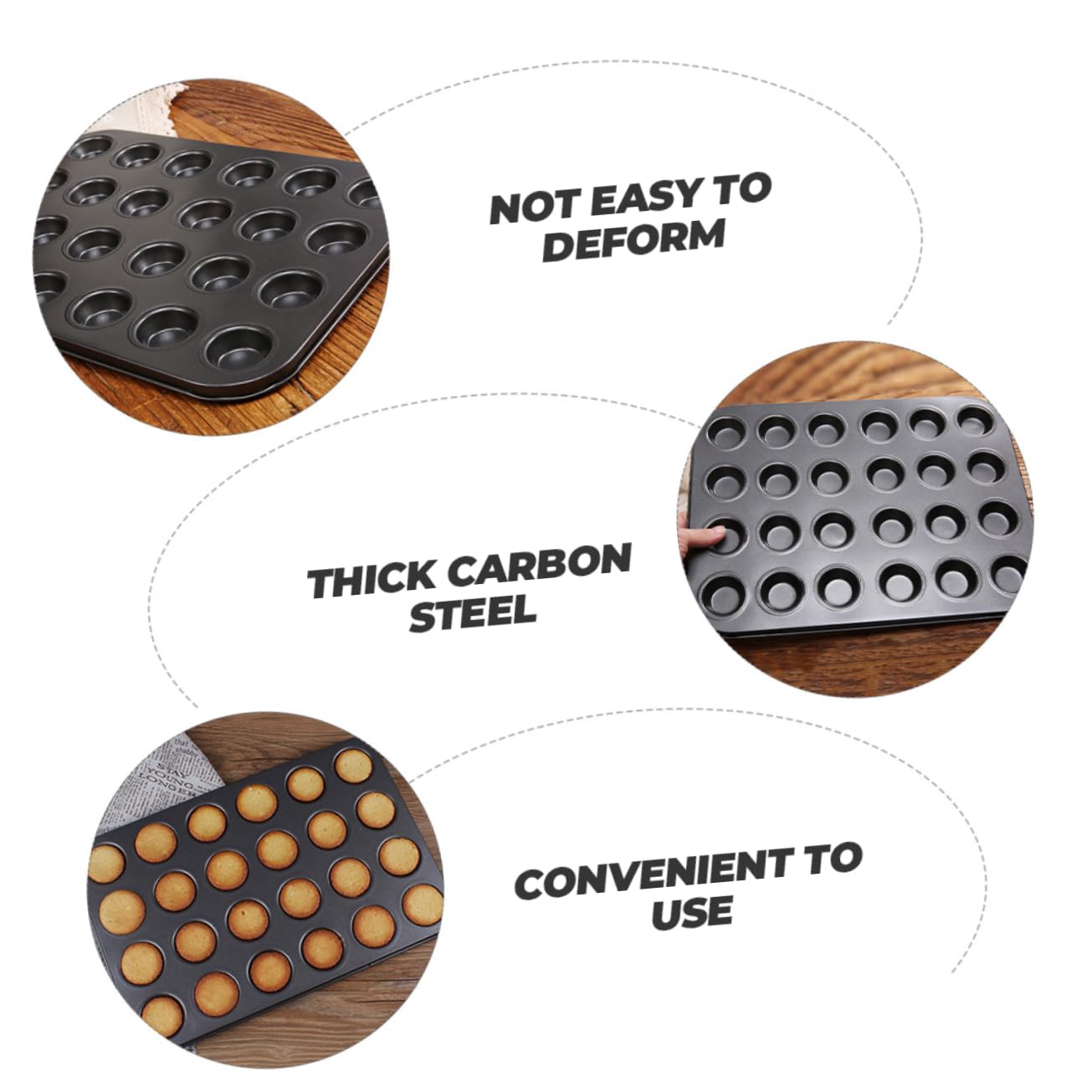 LABRIMP Moldes Antiadherentes para Muffins y Pudín 24 Cavidades Mini, Acero Carbono Revestido, Distribución Uniforme del Calor, Aptos para Repostería Casera, Set 2 Piezas
