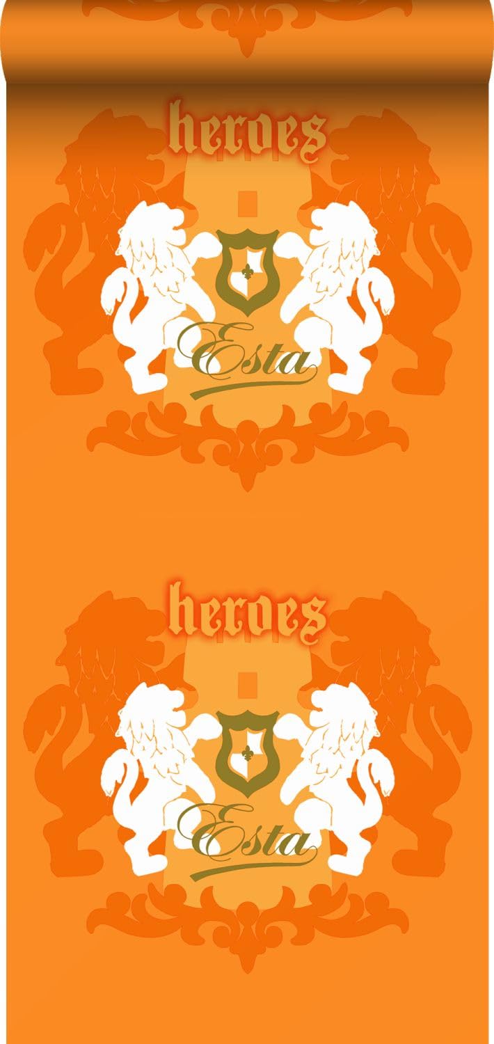 Papier peint lions orange et blanc pour chambre enfant ESTAhome