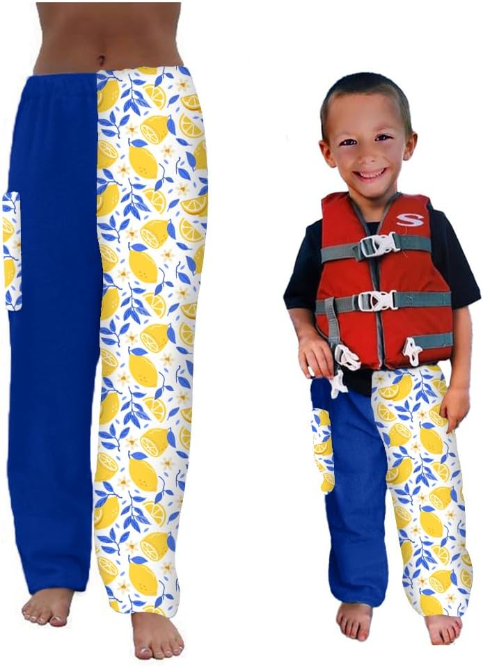 Towel Pants for Swimmers – Lemons - Cotton Terry Towel Pants – Beach Coverup – Resort Wear – Swim wear