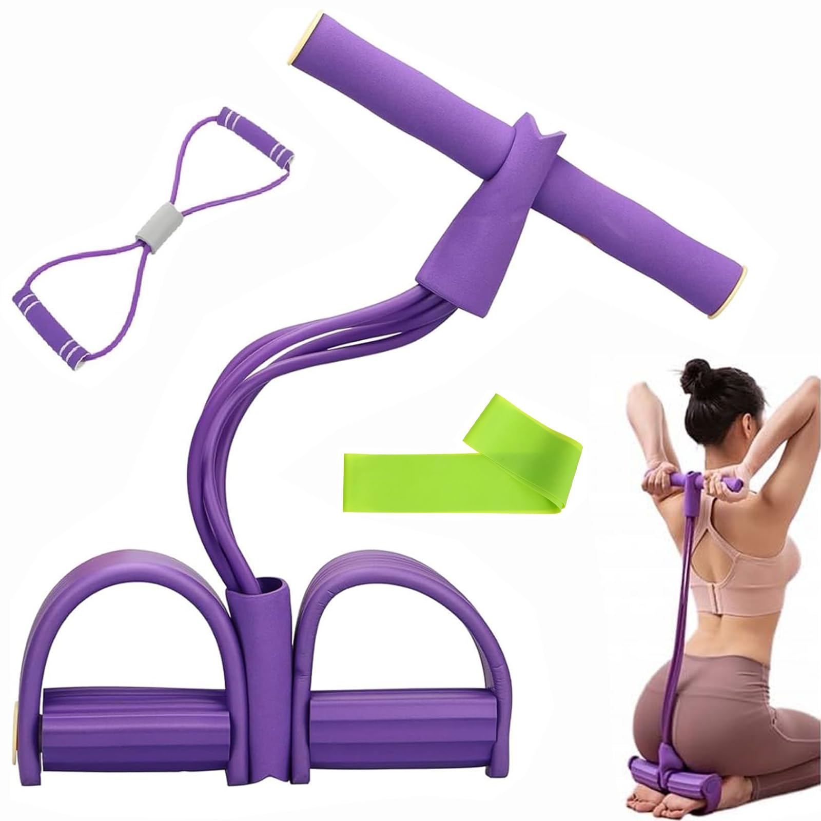3Pcs Household Abdominal Muscle Exerciser, Including Resistance Band And Back Trainer, Home Fitness Equipment, Strengthens Abdomen, Legs, And Back, Tpe Material, 47x23 Cm, 200 Grams