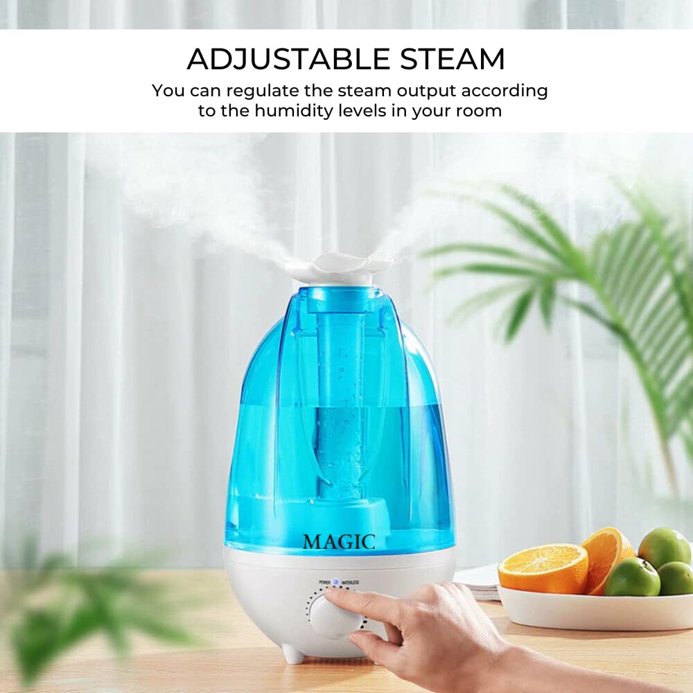 Humidificador Ultrasónico de 4L, Humidificador de Vapor Frio, Difusor de Aceites Esenciales, Deposito de Agua de Gran Capacidad con Bandeja, Difusor de Aroma, con 2 Boquilla 360º Girable (4L)