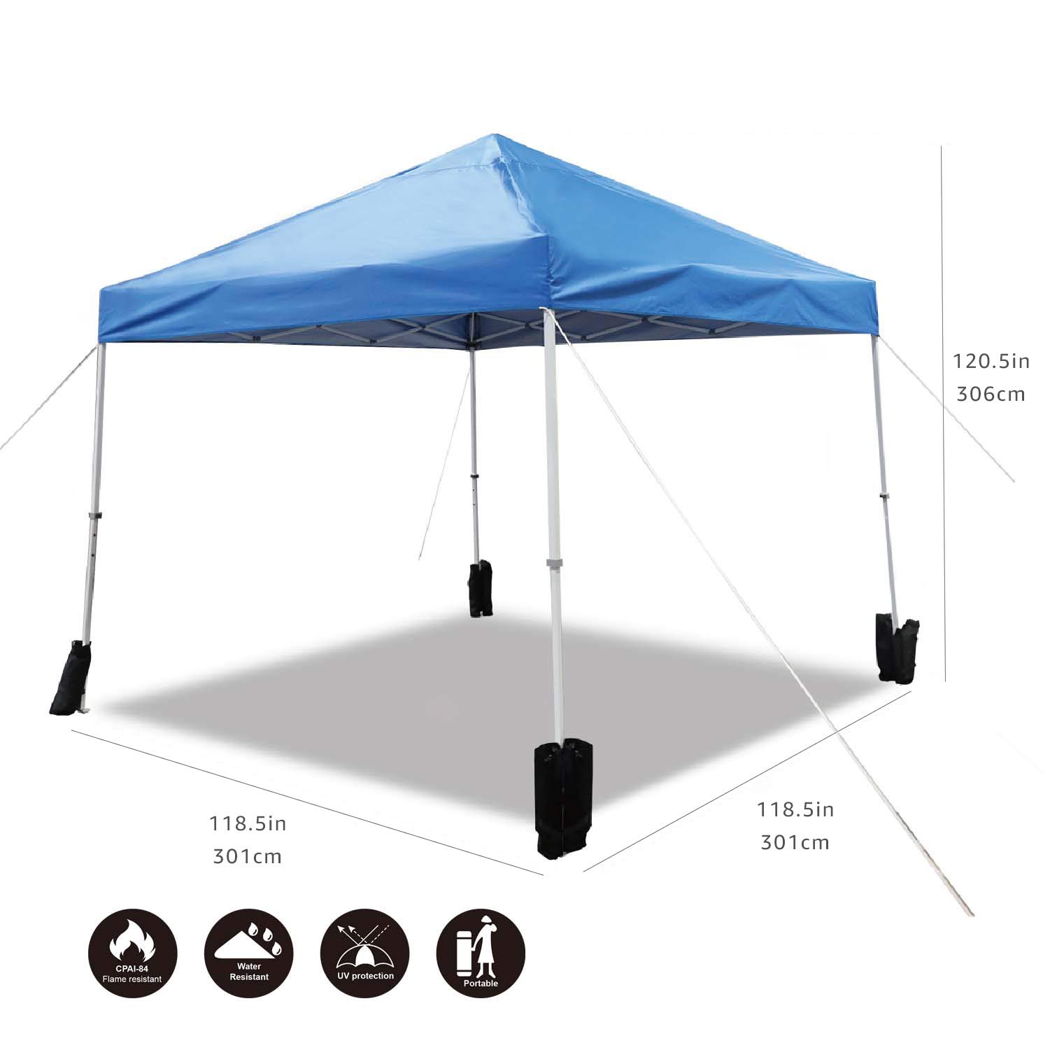 Amazon Basics Outdoor Pop Up Canopy, 10ft x 10ft with Wheeled Carry Bag, 4-pk weight bag, Blue