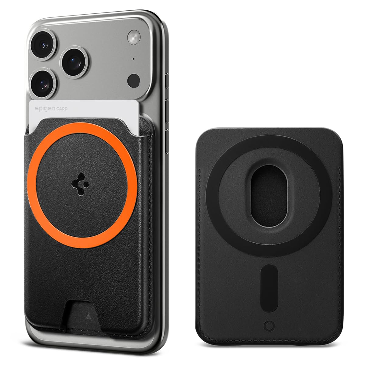 Spigen for MagSafe Wallet, Holds 3 Cards, MagFit Compatible with iPhone 17/16/15/14/13/12 Models, Pixel 10 Series, MagSafe-Cases, Pixelsnap and More, Card Holder - PU Black (3-Cards/MagFit+)