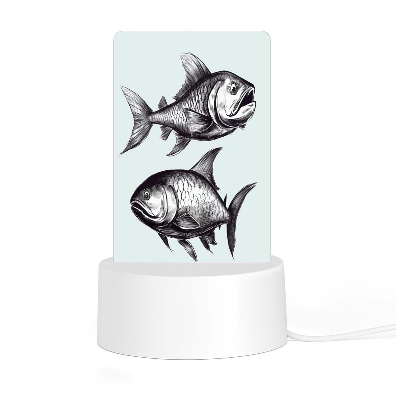 Adfgyerh Style Sketch Fish Night Light Acrylic Material Easy Installation, Home Decor Usb Interface Power Supply, Lamp For Restaurant Bar Cafe Room Decor