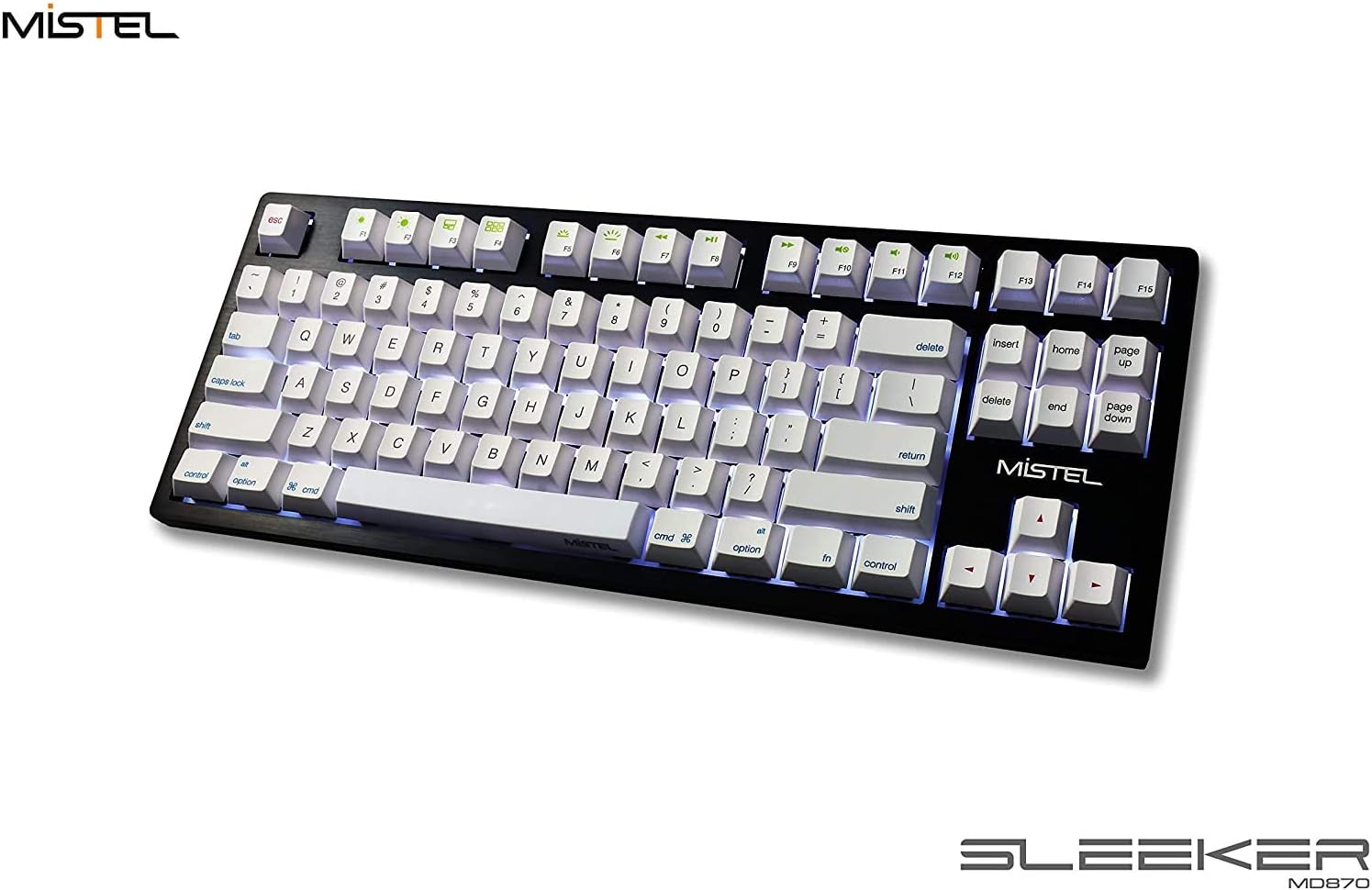 Mistel Sleeker MD870 Mechanical Keyboard with Chrerry MX Red Switch and Black Full CNC Aluminum Case for Mac and Windows (Tenkeyless, Single White LED Backlit, PBT Dye-Sub Keycap, ANSI/US Layout)