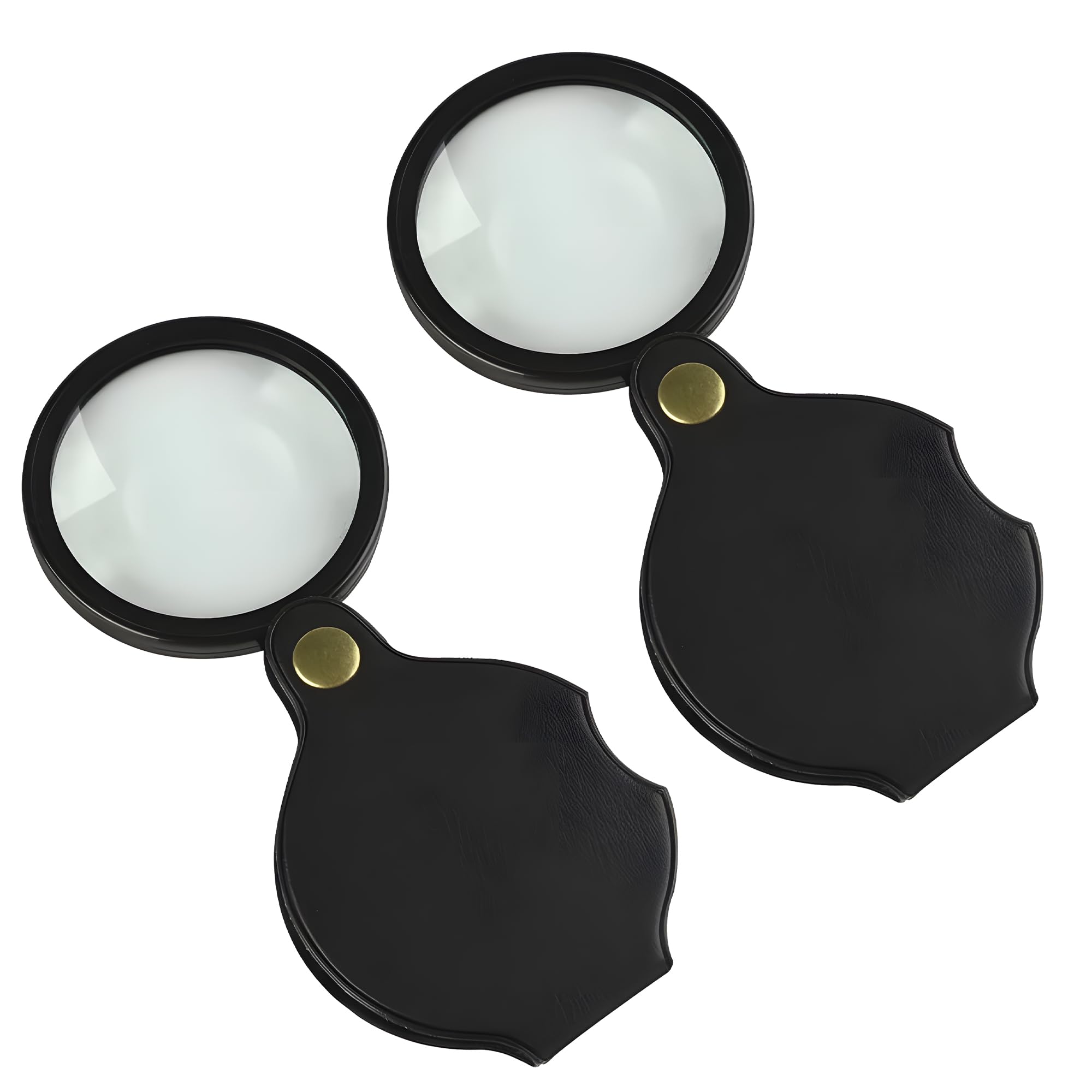 2pcs 10X Magnifying Glasses Set (60mm & 70mm) - Pocket Magnifier with High Definition, Compact & Durable for Reading, Repairing - Mini Magnifying Glass for Elders and Adults