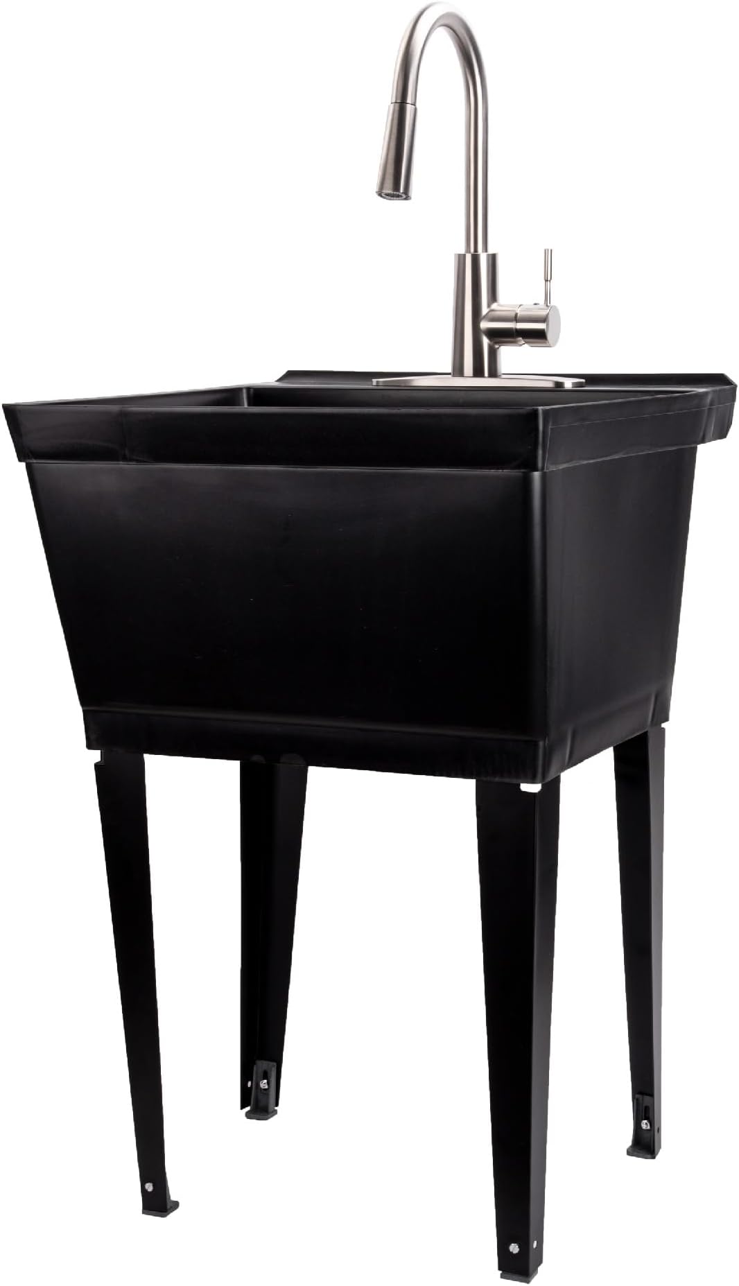 Tehila Utility Sink Laundry Tub Black with Stainless Pull Down Faucet