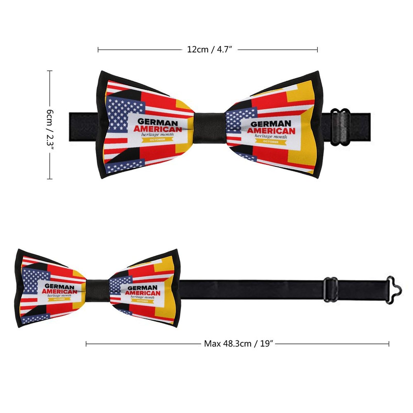 JYYAU German American Heritage Month Bow Tie Adjustable Necktie For Men Business Fashion Pre-tied Tie Neckwear Novelty Accessory For Weddings Party Festival