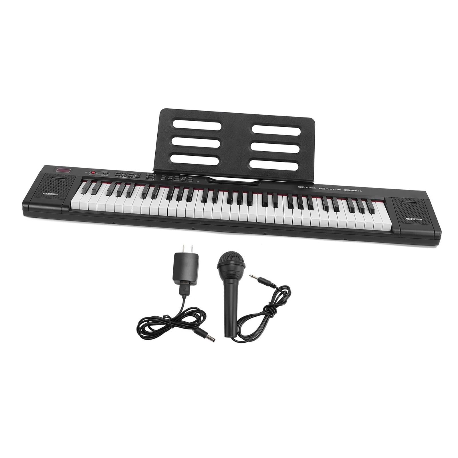 Piano Teclado Teclado De Piano Digital De 61 Teclas Tonos Y Ritmos Intensos Iluminación Portátil Teclado Electrónico De Piano(Converter 1)
