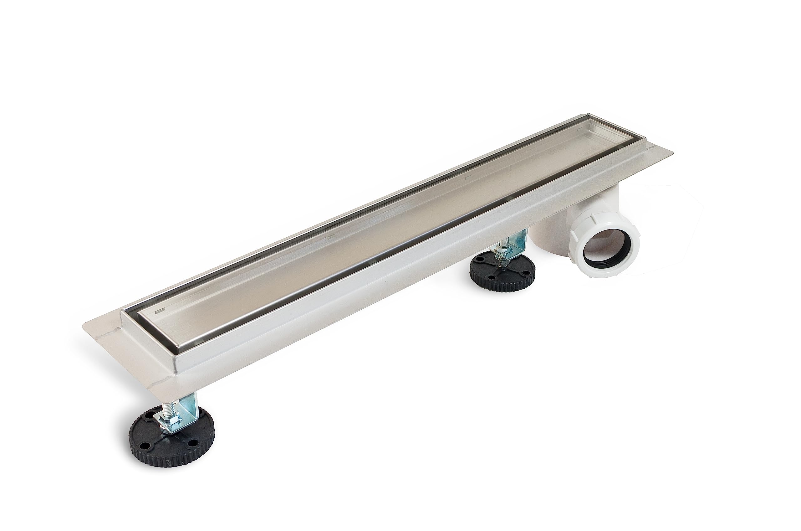 Scarico Doccia, Canaletta di Scarico 50cm in Acciaio Inox, con Sifone Laterale, Set Completo, Scarico Doccia su Entrambi i Lati con Pannello o Sotto Piastra, Scarico Laterale 2in1