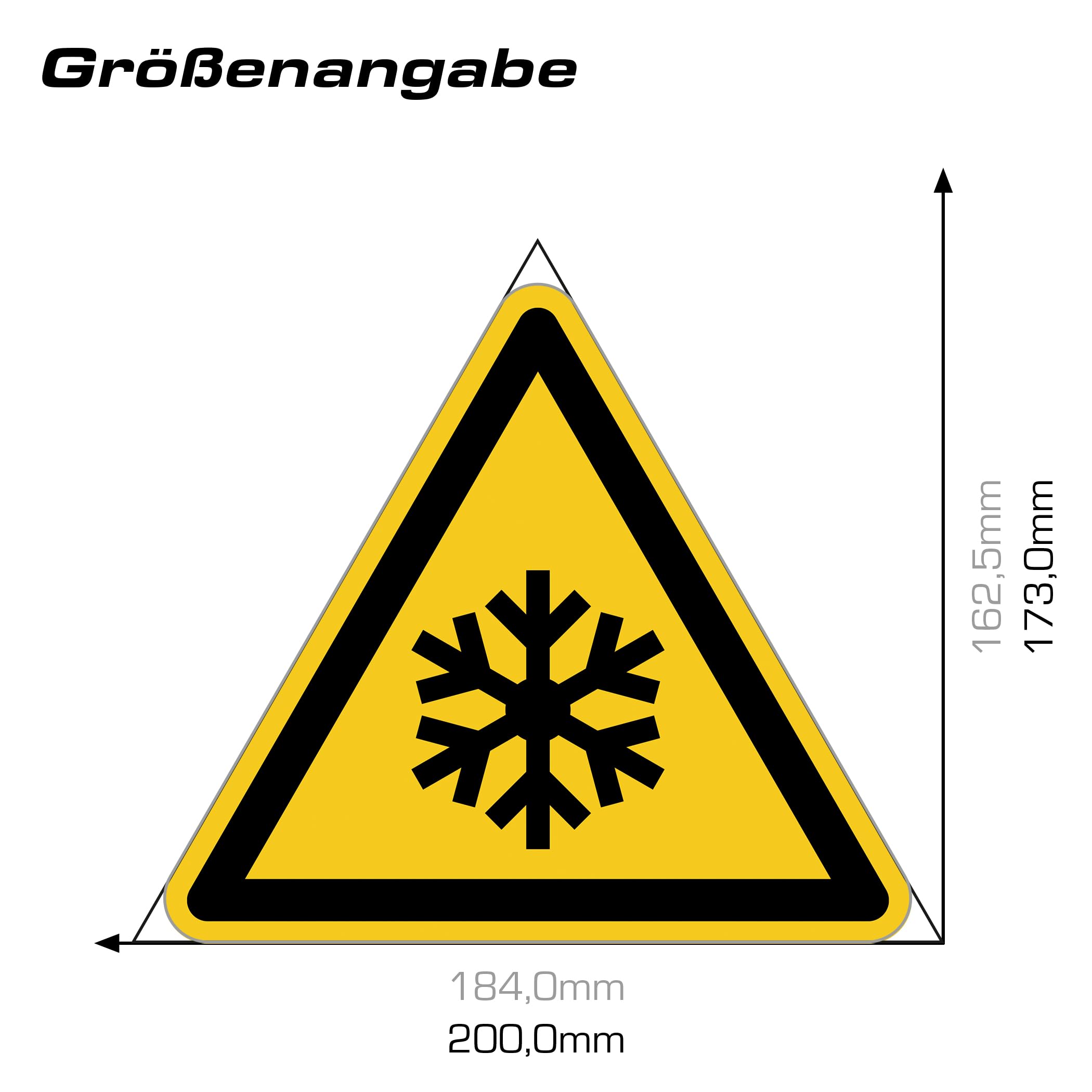 Señal de advertencia de baja temperatura, pegatinas según DIN EN ISO 7010 ASR A1.3 W010 – símbolo de advertencia de frío autoadhesivo para congelador, frigorífico, industria, laboratorio