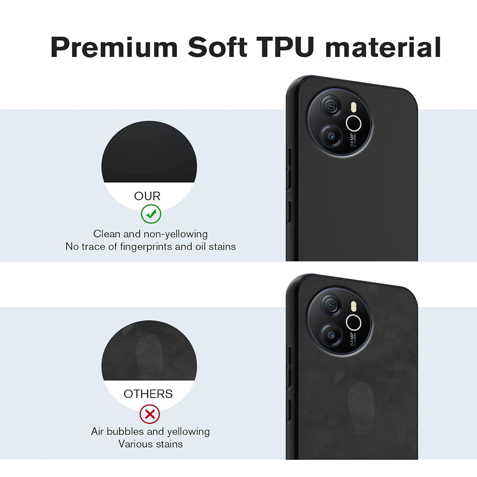 Custodia In TPU Nera + Vetro Temperato Per Blackview Shark 8, Morbida Antiurto Con Airbag, 0,25 Mm, Supporto Ricarica Wireless