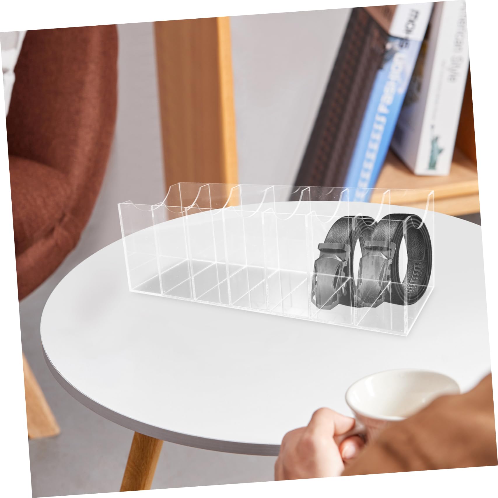 Cabilock 7gitter Transparenter Gürtel-Organizer Mit Fächern Aus Organizer Für Herren Aufbewahrungsbox Für Gürtel Displayhalter Für Schrank Für Krawatten Und Gürtelschnallen