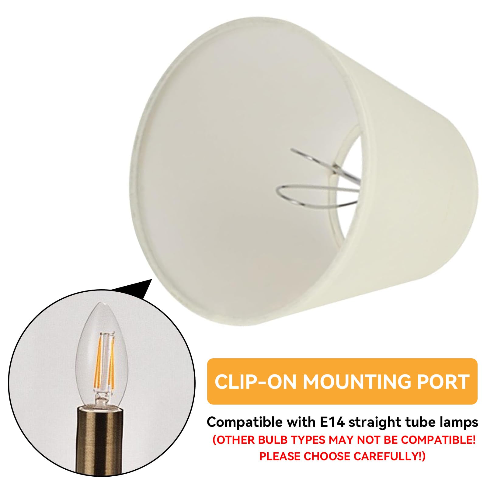 HERCHR Set di 6 Lampadario Paralumi Moderna Coprilampada, Colore crema Paralume in Tessuto per Candela Lampadario Lampada da Parete, paralumi da comodino E14 da parete, ricambio paralume piccolo